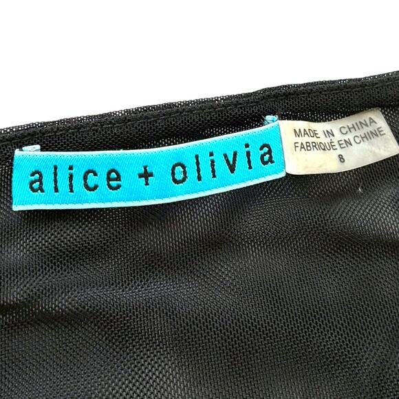 Alice & Olivia Cocktail Dress - Gray/Silver Shimmer with Sheer Back - Size 8 - Picture 2 of 16